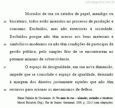 base no texto acima julgue os itens subseqüentes