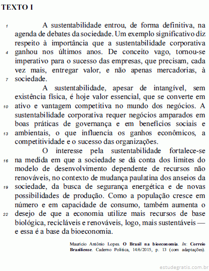 relação ao texto I julgue os próximos itens