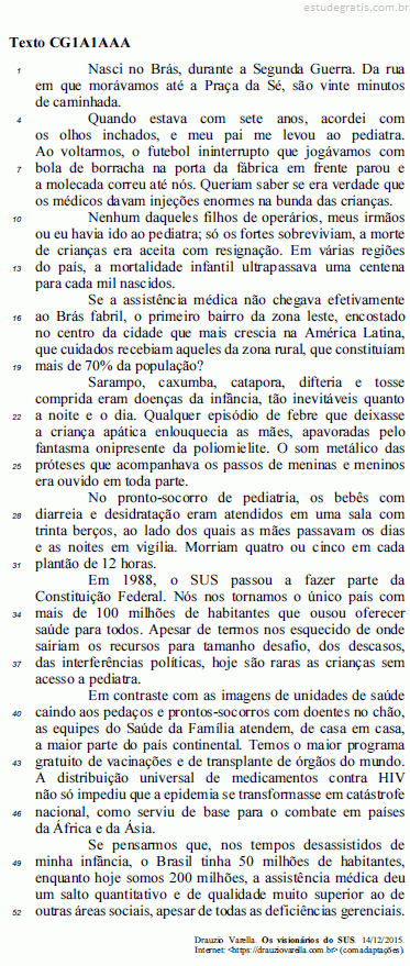 relação às ideias e aos sentidos do texto CG1A1AAA