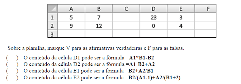 A Figura Abaixo Apresenta Uma Planilha Do Microsoft Excel